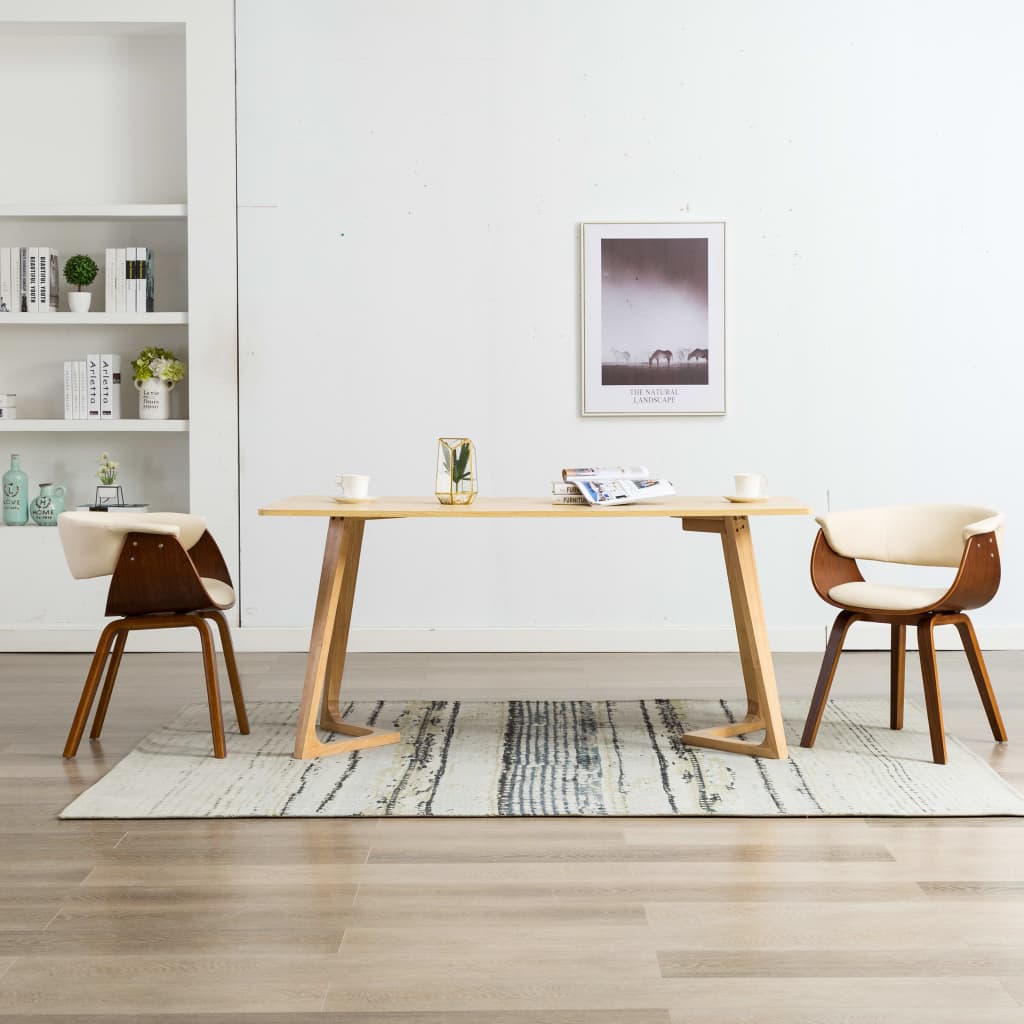 Sedie Da Pranzo 2 Pz In Legno Curvato E Similpelle Crema