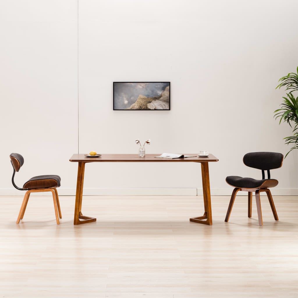Sedie Da Pranzo 2 Pz Legno Curvato E Tessuto Grigio