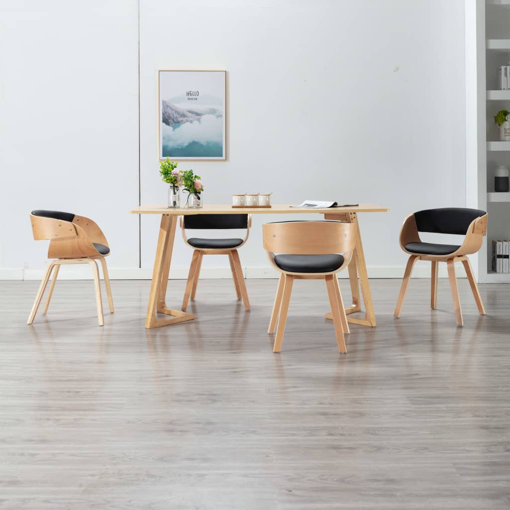 Sedie Da Pranzo 4 Pz Nere In Legno Piegato E Similpelle