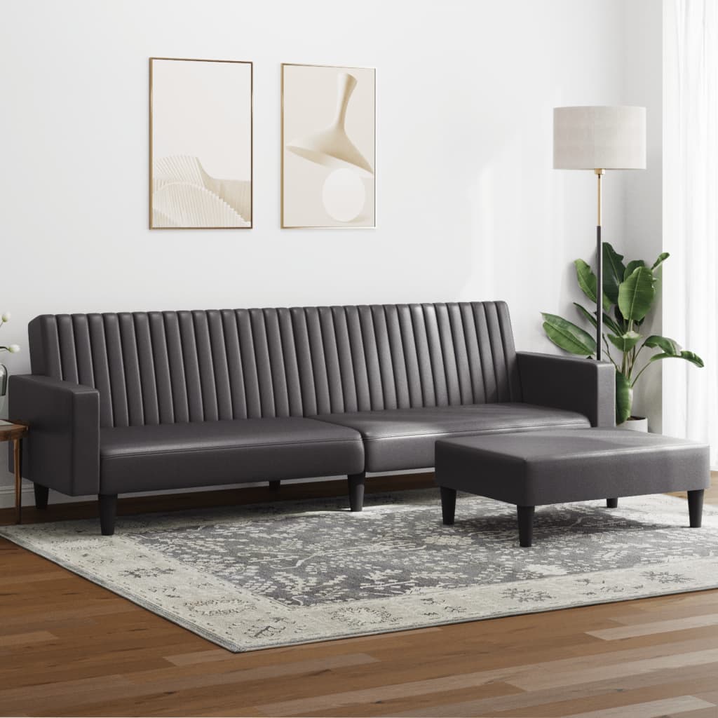 Set Di Divani 2 Pz Grigio In Similpelle