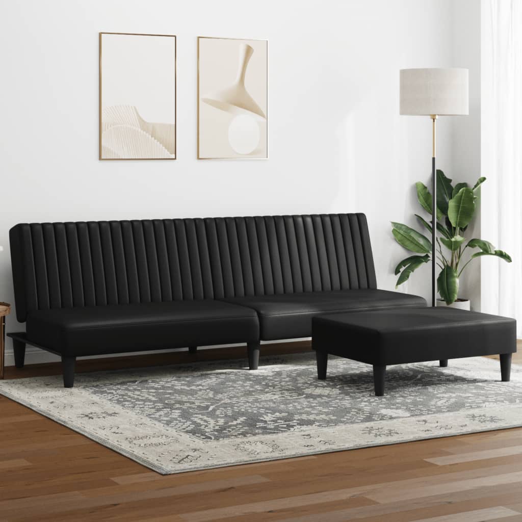 Set Di Divani 2 Pz Nero In Similpelle