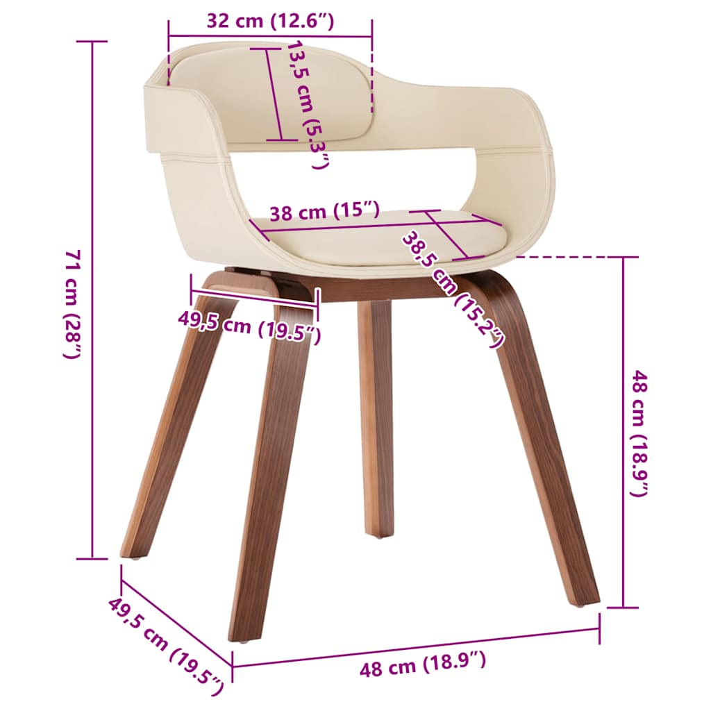 Sedia Da Pranzo Bianco In Legno Piegato E Similpelle - Image 5