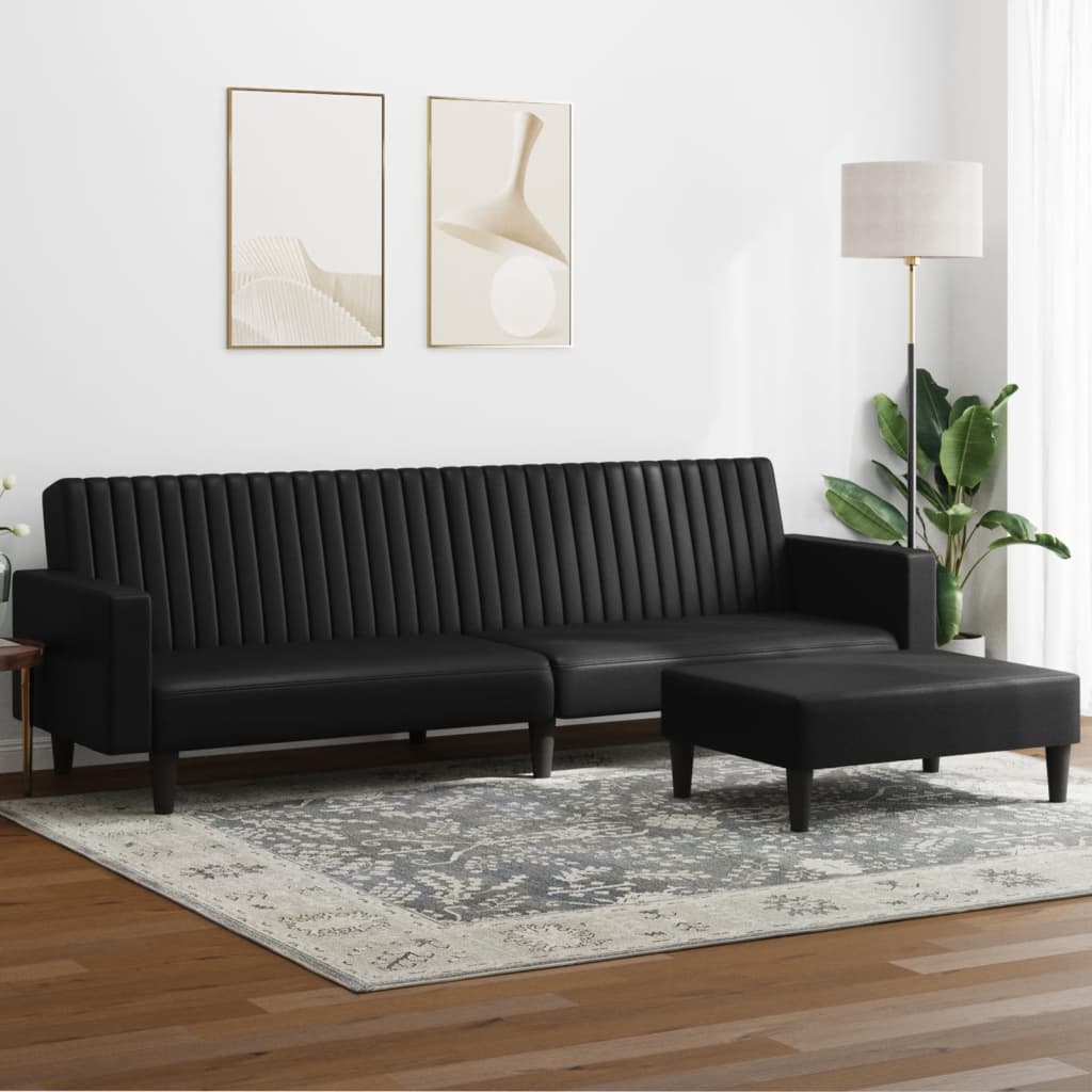 Set Di Divani 2 Pz Nero In Similpelle