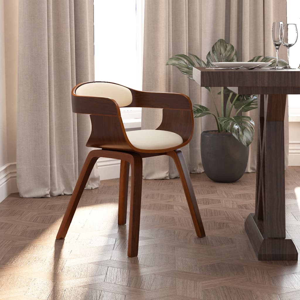 Sedia Da Pranzo Crema In Legno Curvato E Similpelle