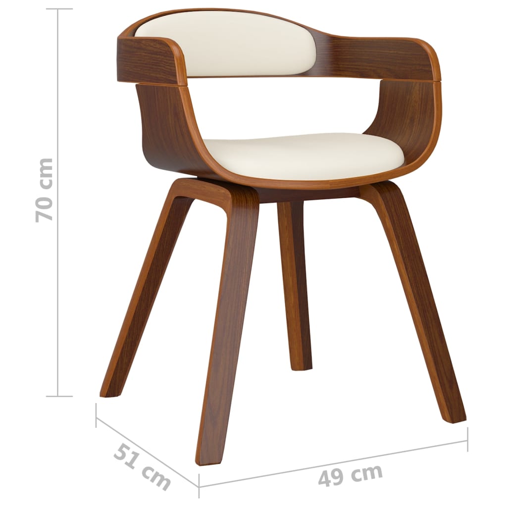 Sedia Da Pranzo Crema In Legno Curvato E Similpelle - Image 5