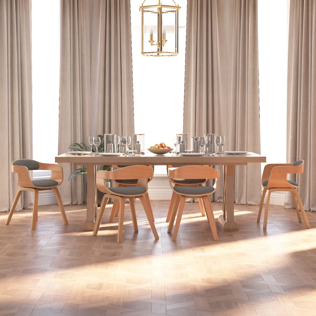 Sedie Da Pranzo 6 Pz Grigio Chiaro Legno Curvato E Tessuto