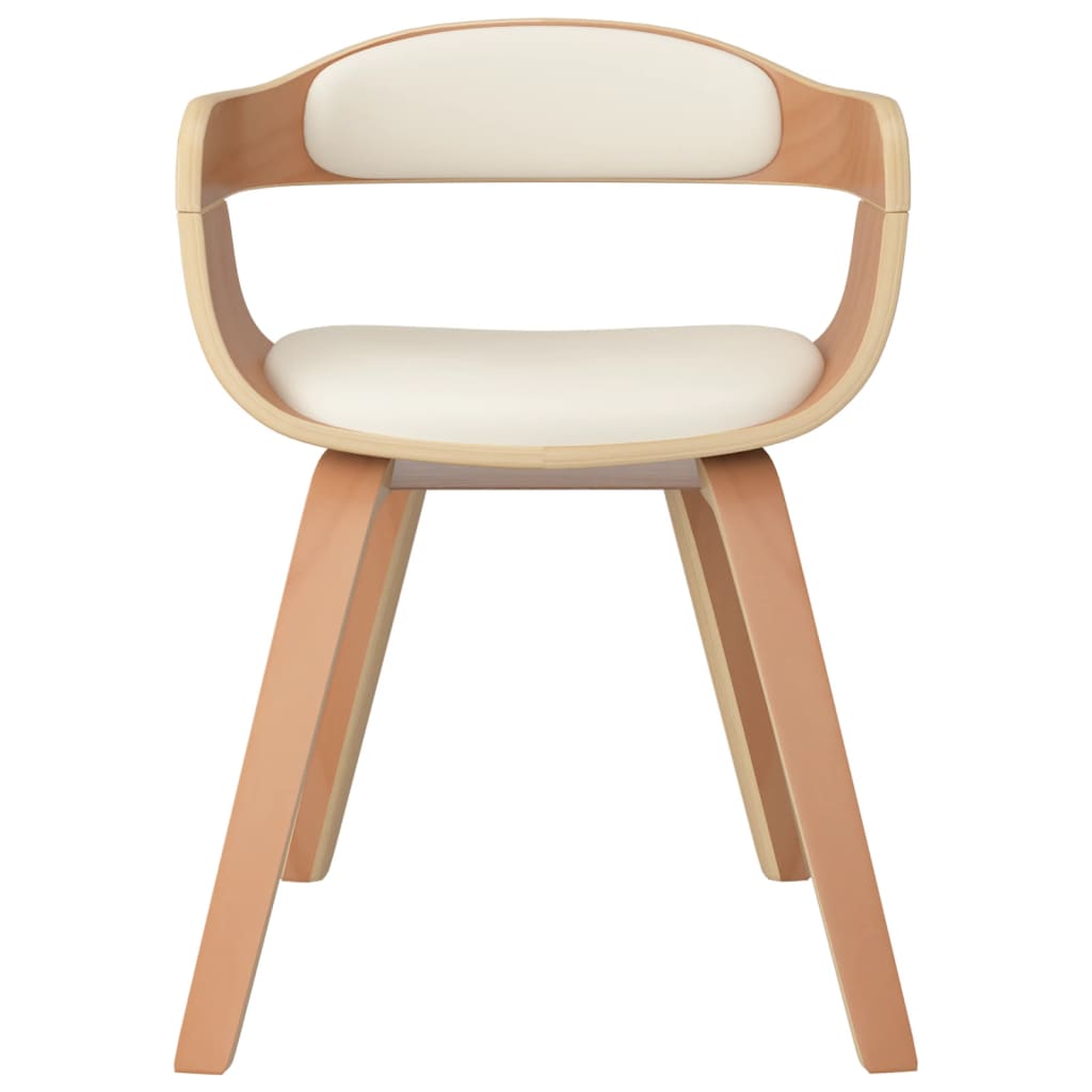 Sedia Da Pranzo Crema In Legno Curvato E Similpelle - Image 3