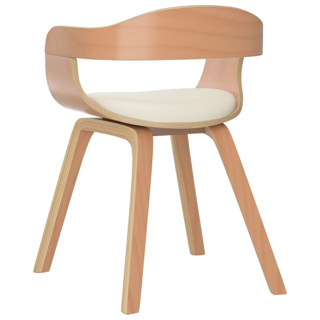 Sedia Da Pranzo Crema In Legno Curvato E Similpelle - Image 4
