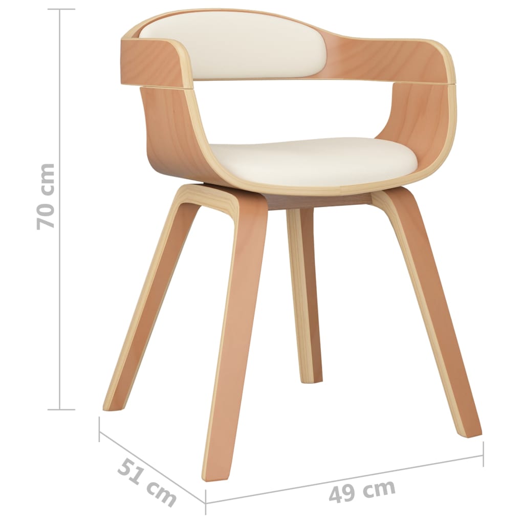 Sedia Da Pranzo Crema In Legno Curvato E Similpelle - Image 5