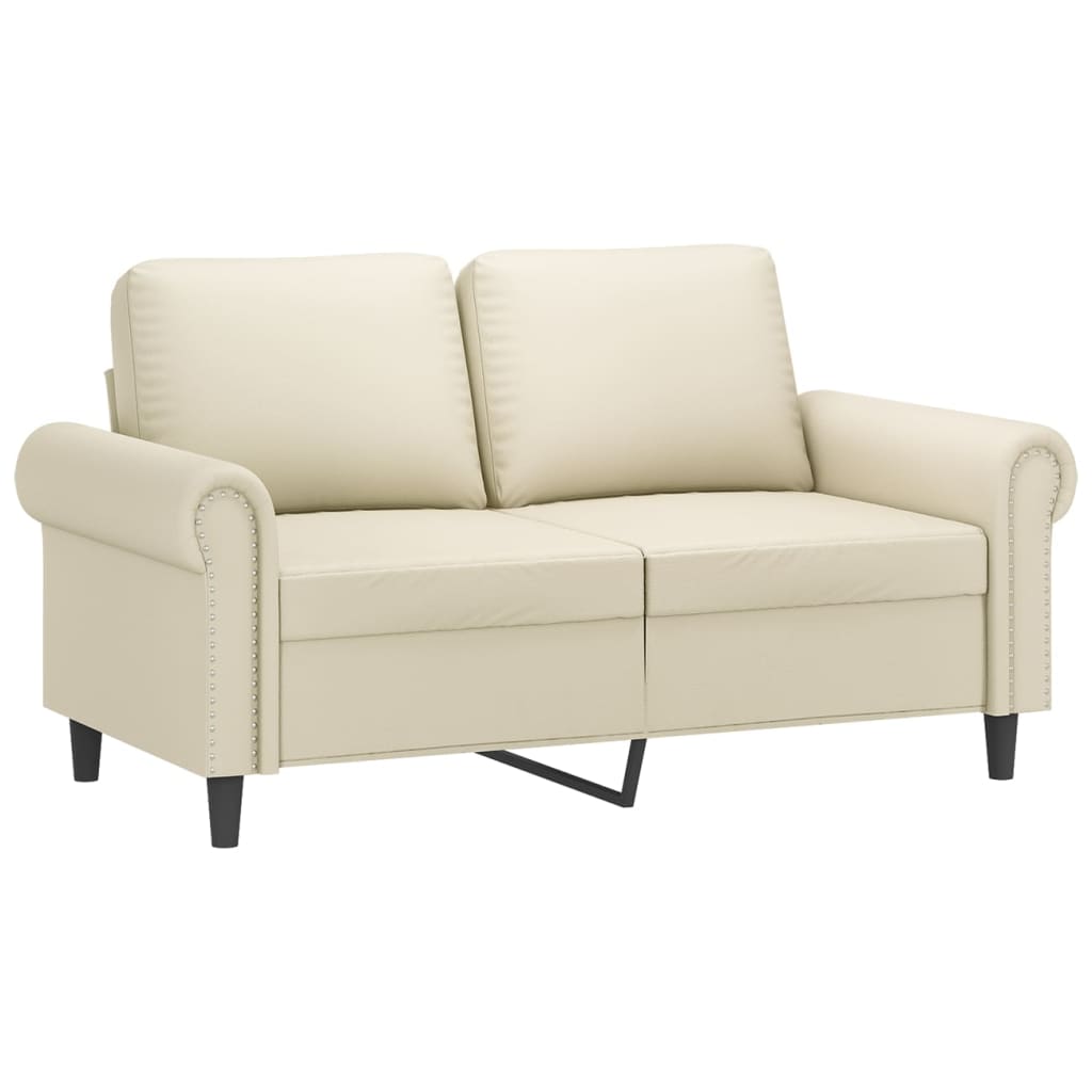 Set Di Divani 3 Pz Con Cuscini Crema In Similpelle - Image 3