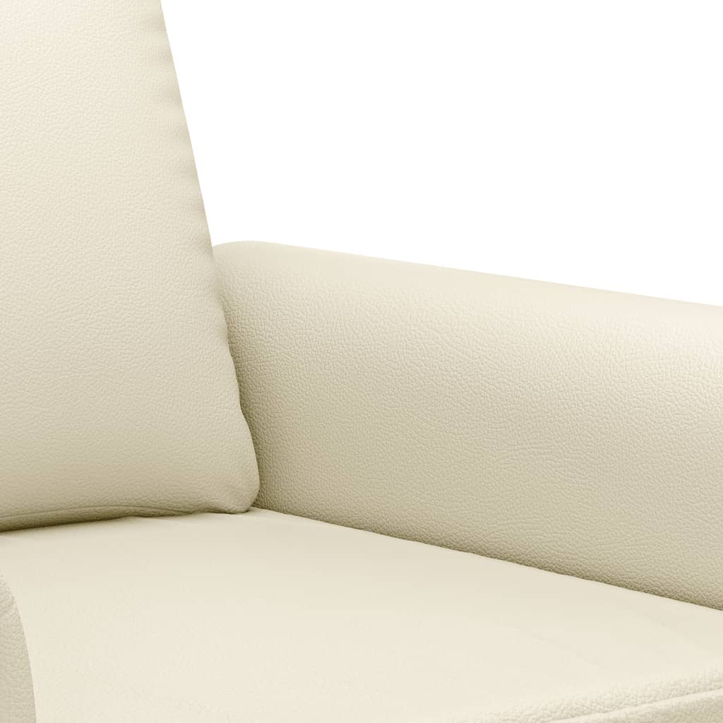 Set Di Divani 3 Pz Con Cuscini Crema In Similpelle - Image 4