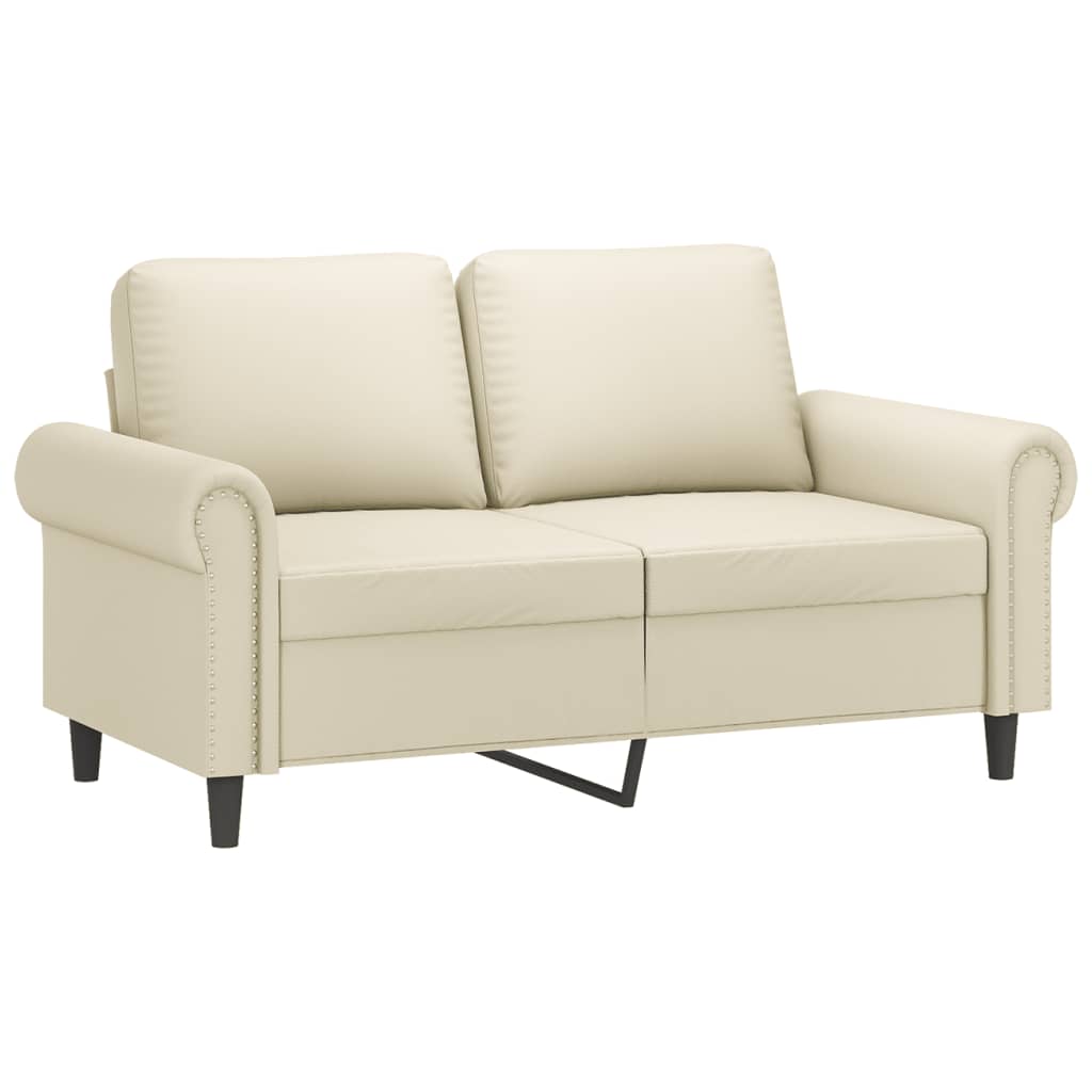 Set Di Divani 3 Pz Con Cuscini Crema In Similpelle - Image 3