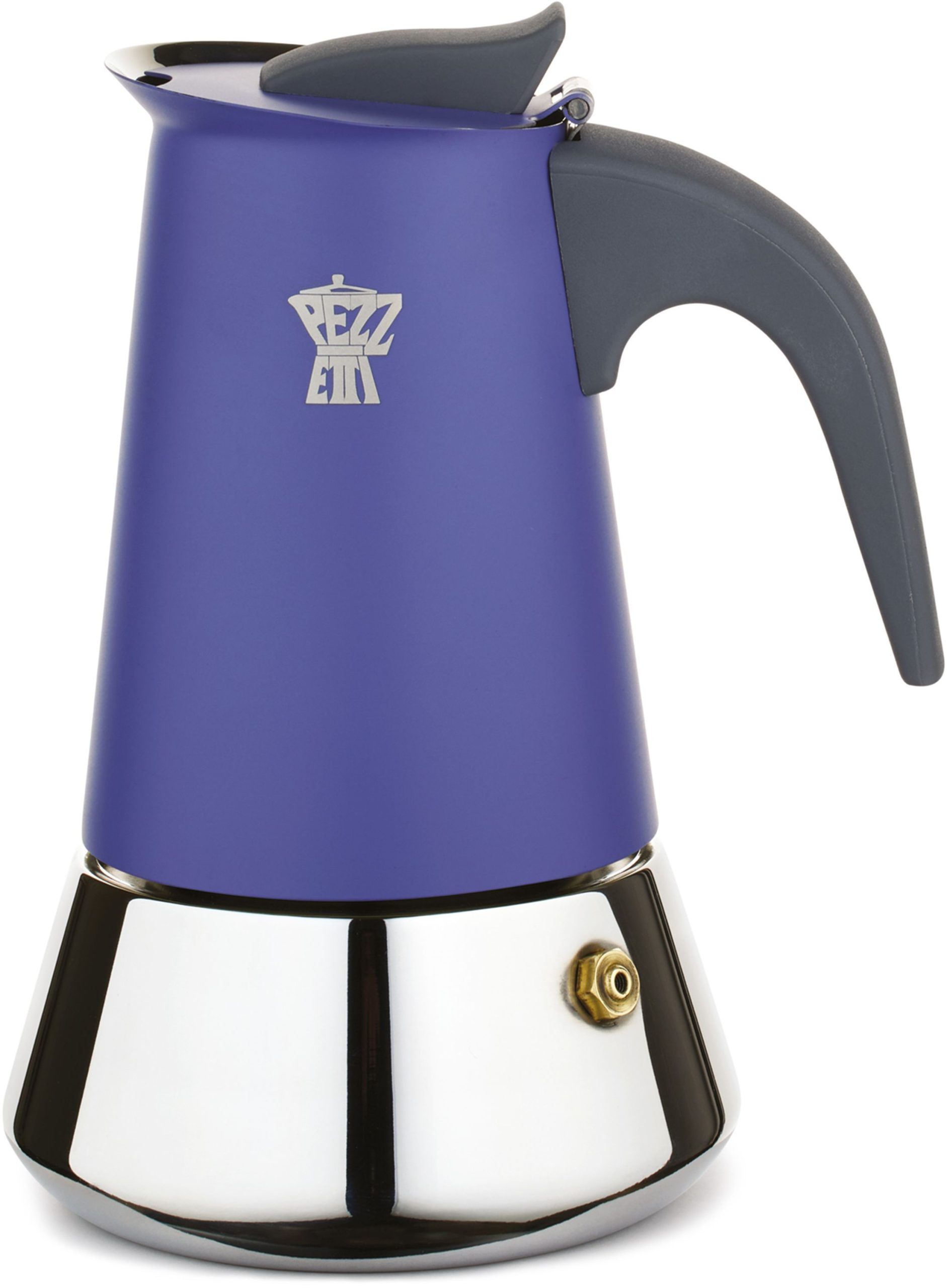 Caffettiera Italiana - Pezzetti - Steelexpress - Acciaio Inossidabile - 4 Tazze - Adatta A Tutti I Piani Cottura, Inclusa L'induzione - Blu Indaco