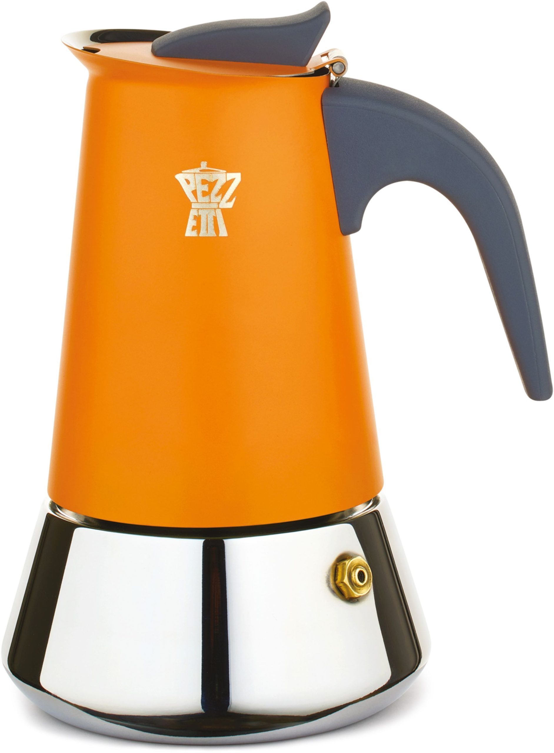 Caffettiera Italiana - Pezzetti - Steelexpress - Acciaio Inox - 4 Tazze - Adatta A Tutti I Piani Cottura, Inclusa L'induzione - Arancione