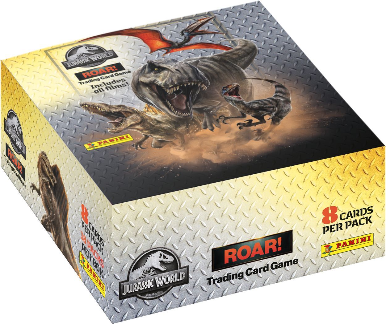 Scatola Da 18 Bustine - Panini - Jurassic World 4 Tcg - 144 Carte + Carta In Edizione Limitata N. 2