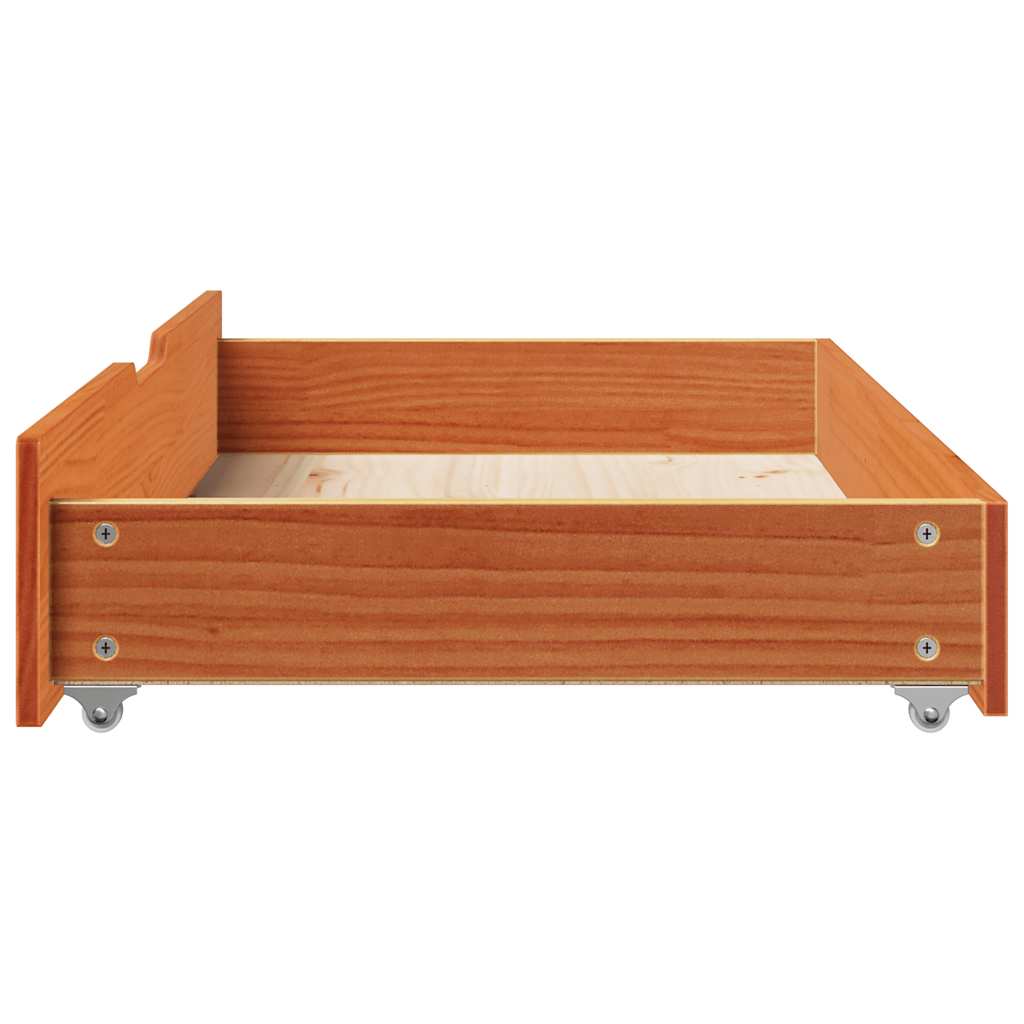 Cassettoni Per Letto 2pz Marrone Cera 90x55x17 Cm Legno Di Pino - Image 4