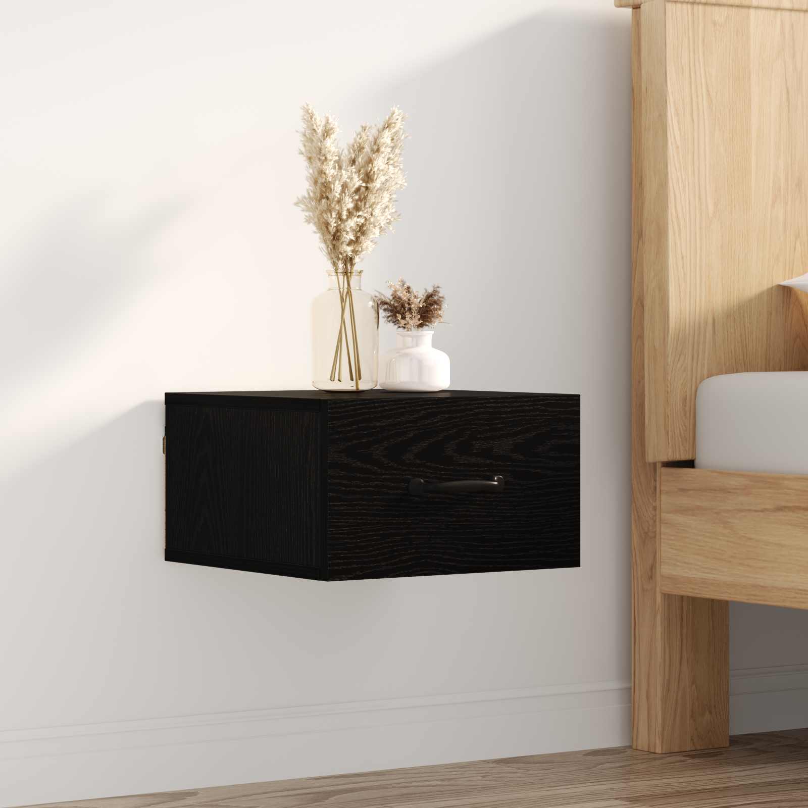 Armadio Da Notte Rovere Nero 35 X 35 X 20 Cm Legno Multistrato