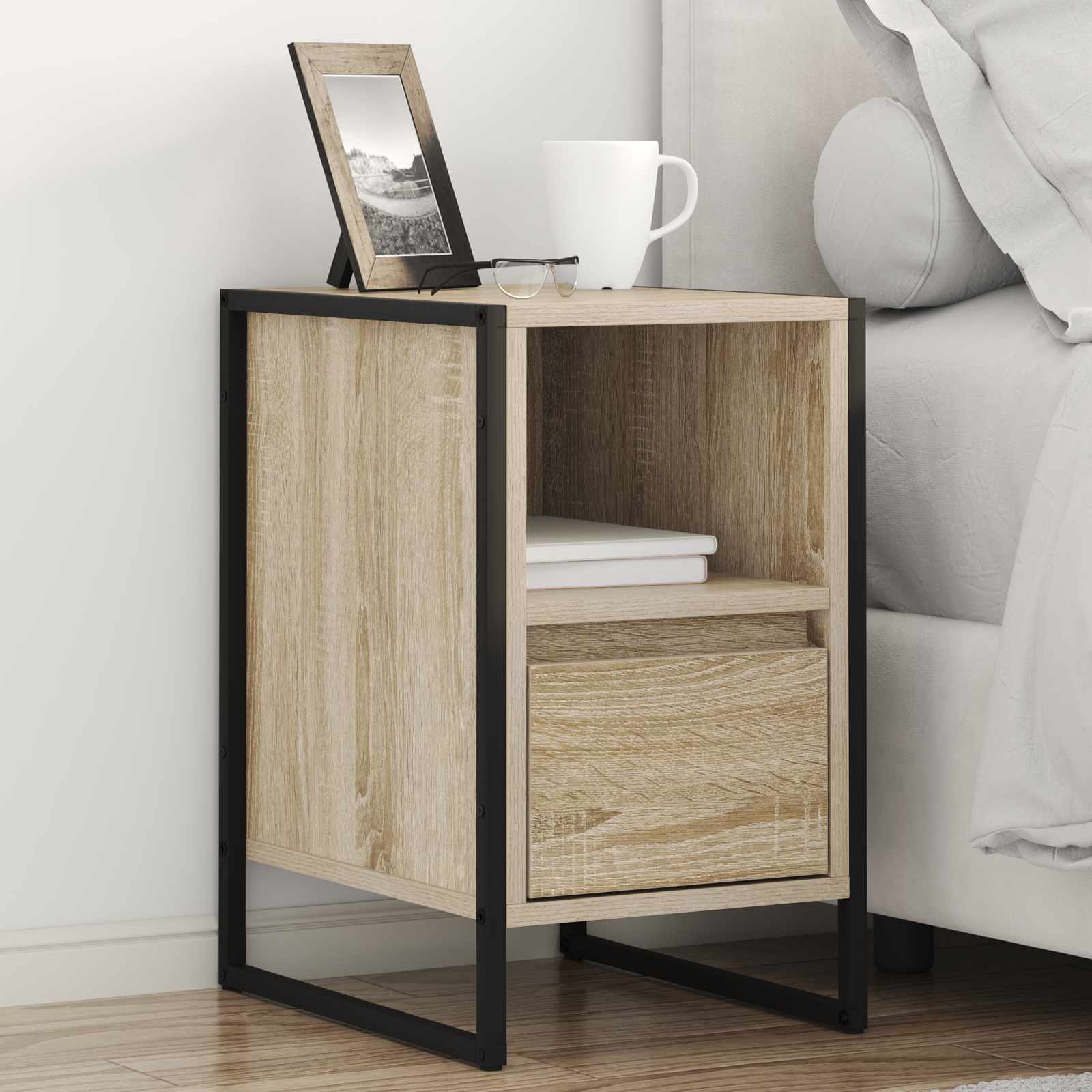 Comodino 2 Pcs Sonoma 39,5 X 30 X 50 Cm Legno Multistrato