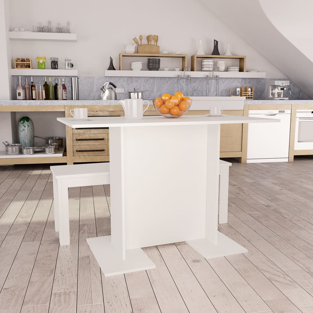 Tavolo Da Pranzo Bianco 110x60x75 Cm In Legno Multistrato