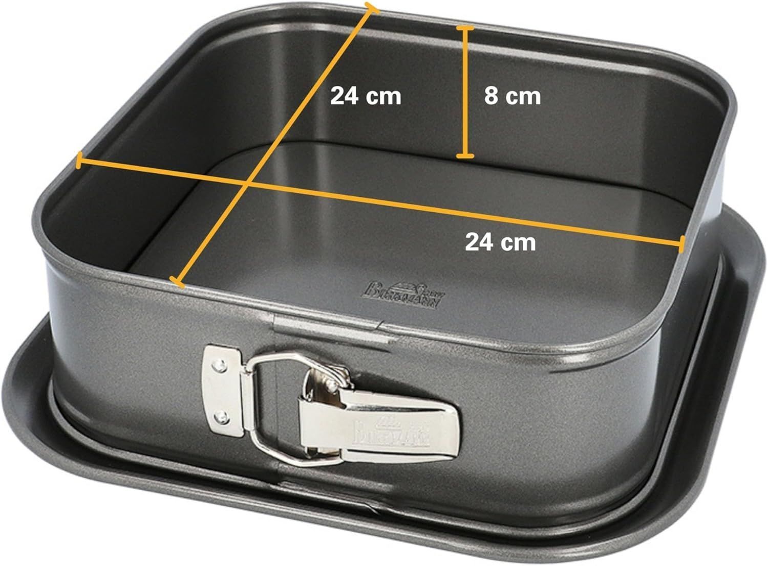 Teglia Quadrata Con Fondo Removibile - Birkmann - Easy Baking - Acciaio Al Carbonio - Antiaderente - 24 X 24 X 8 cm