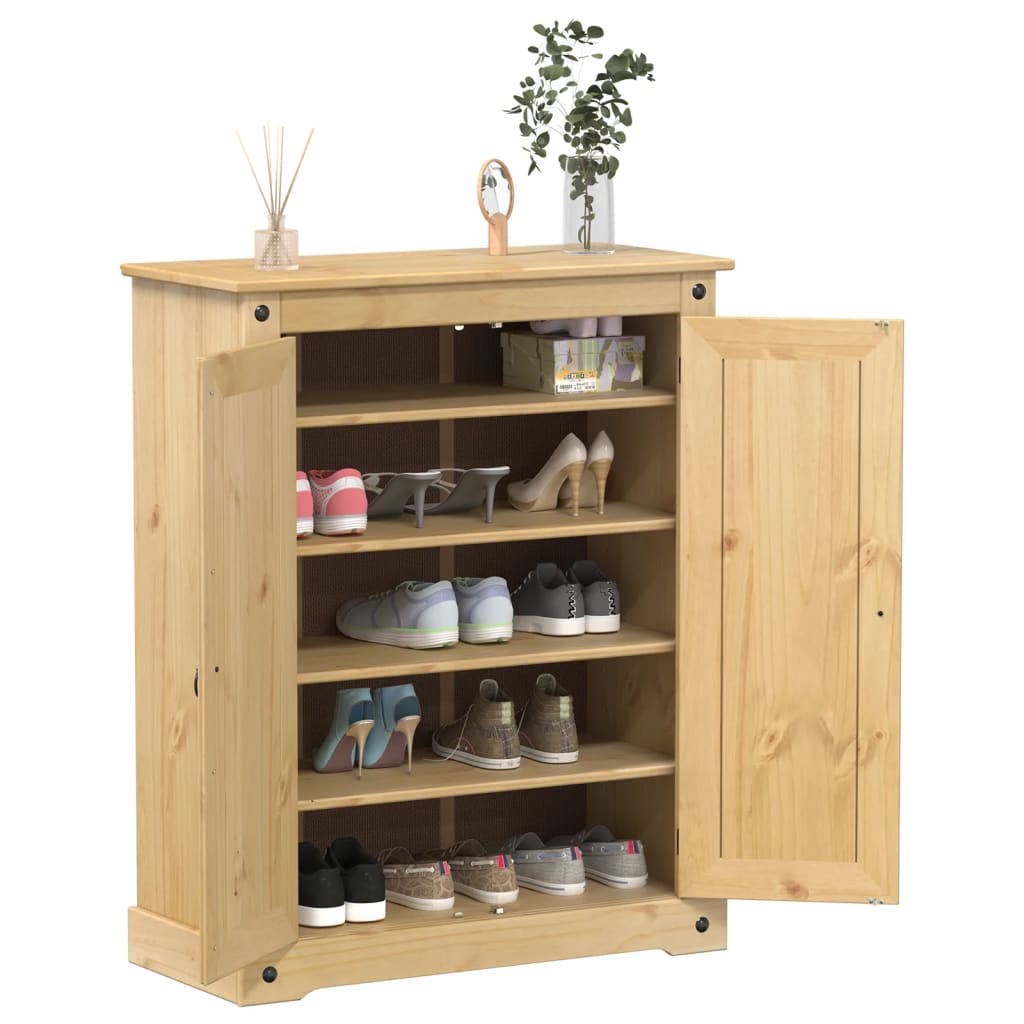Scarpiera Corona 86x38,5x108 Cm In Legno Massello Di Pino