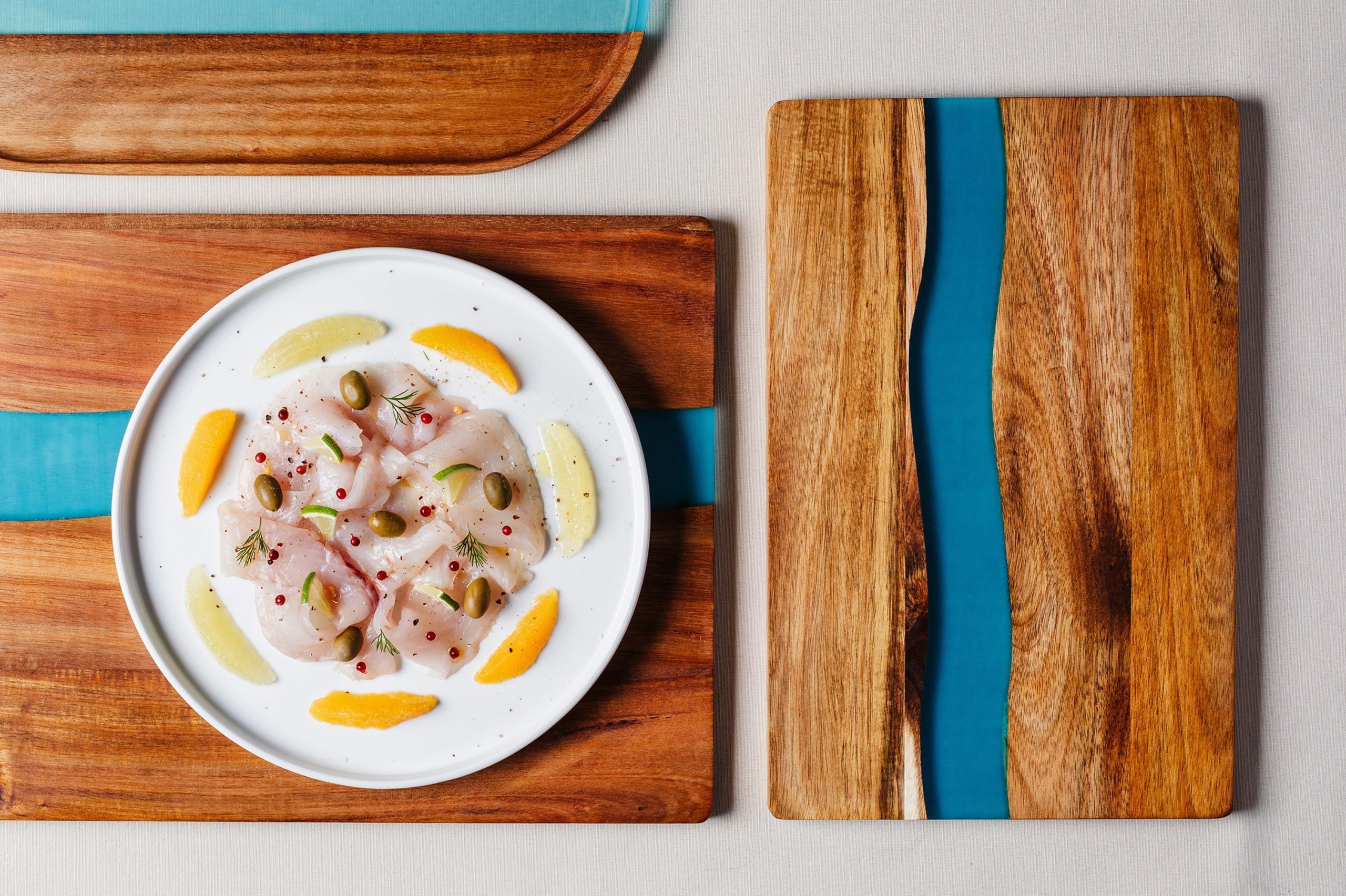 Macinapepe - Bisetti - Positano - 13 Cm - Acacia / Resina Blu