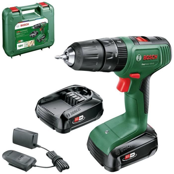 Bosch Easyimpact 18v40 + Trapano A Percussione (batteria 2x2.0ah) + Caricabatterie Al18V-20 In Valigetta