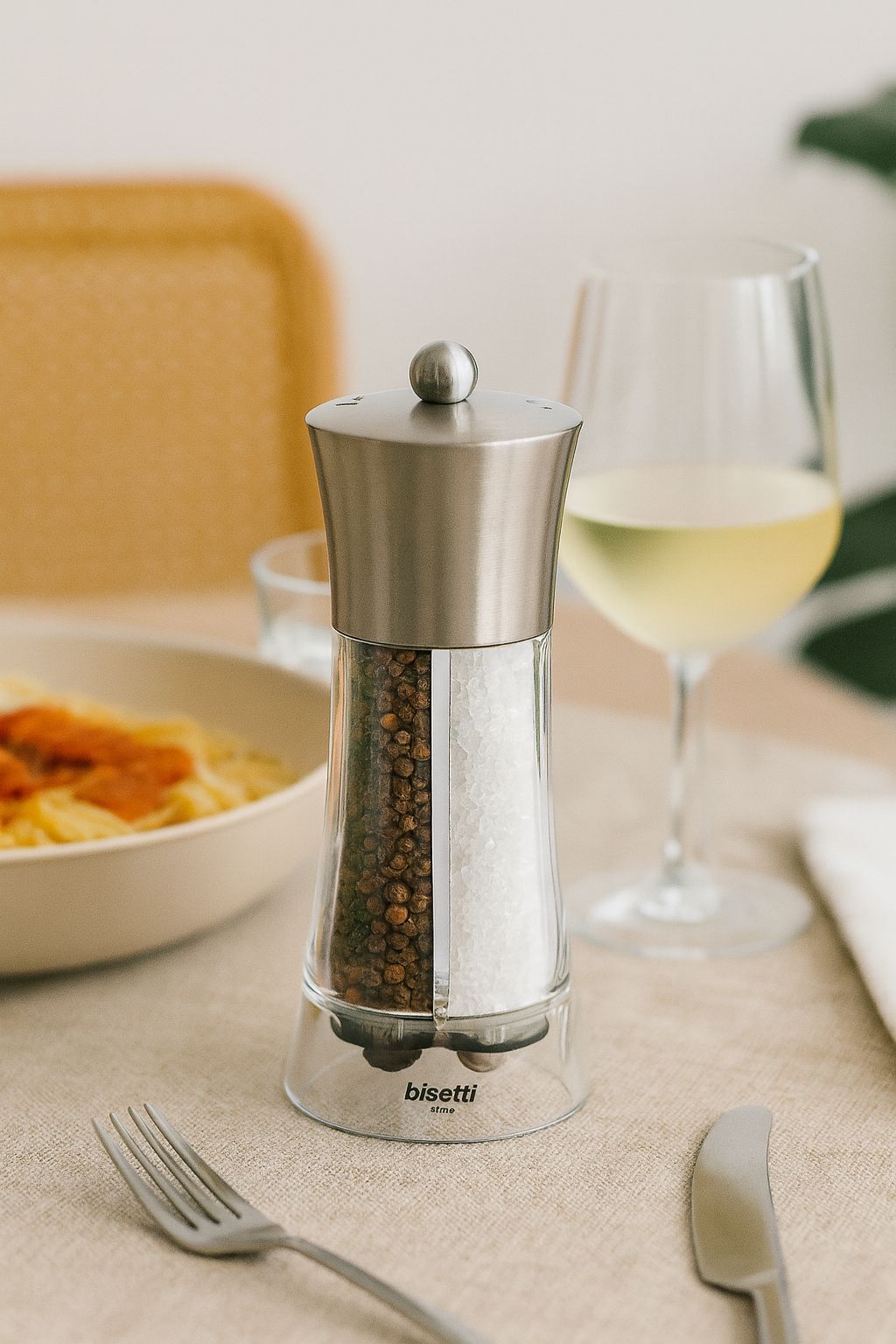 Macina Sale E Pepe 2 In 1 - Bisetti - Doppio Grande Acrilico - Acciaio Inossidabile