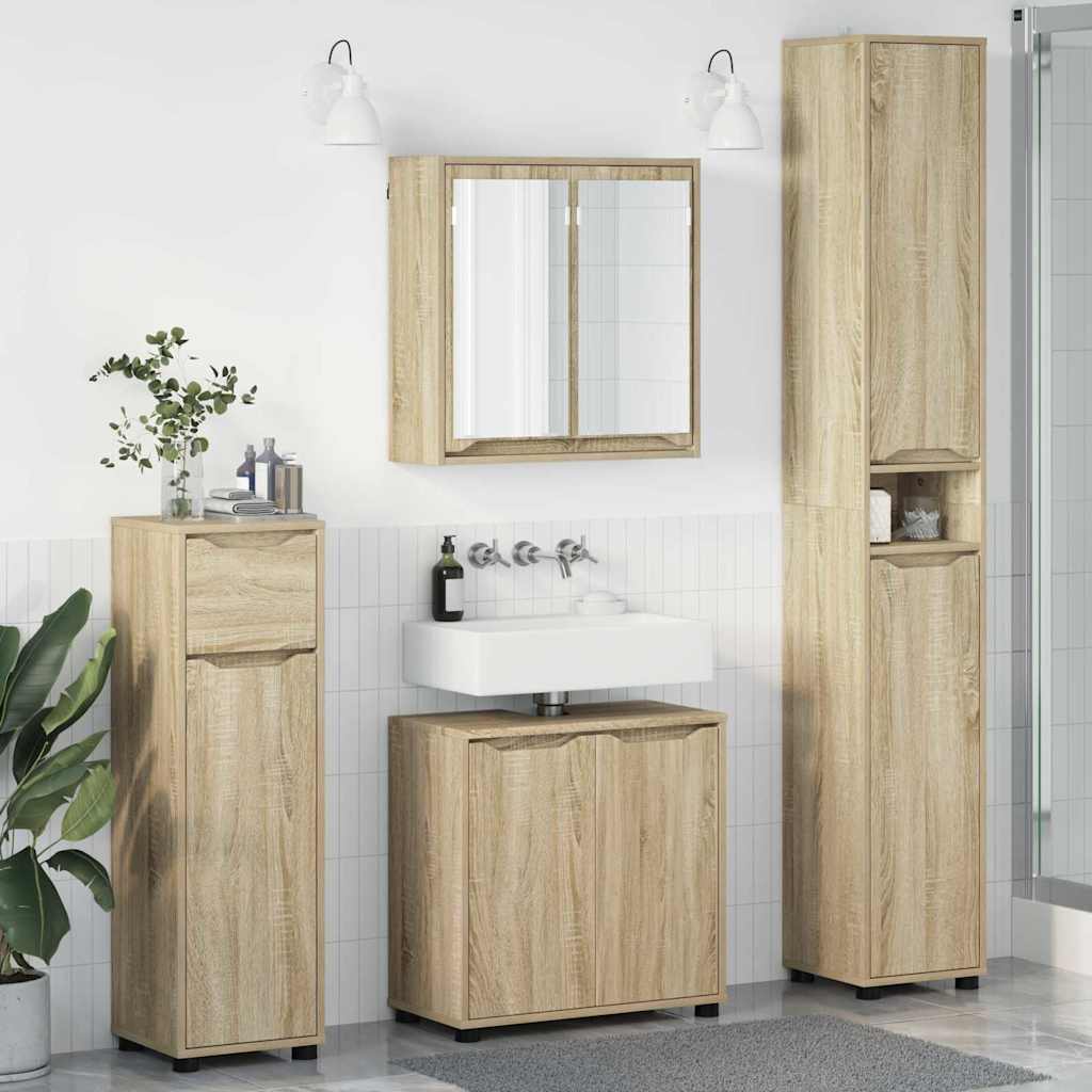 Set Di Mobili Per Il Bagno Con Cassetto 4 Pcs Rovere Sonoma