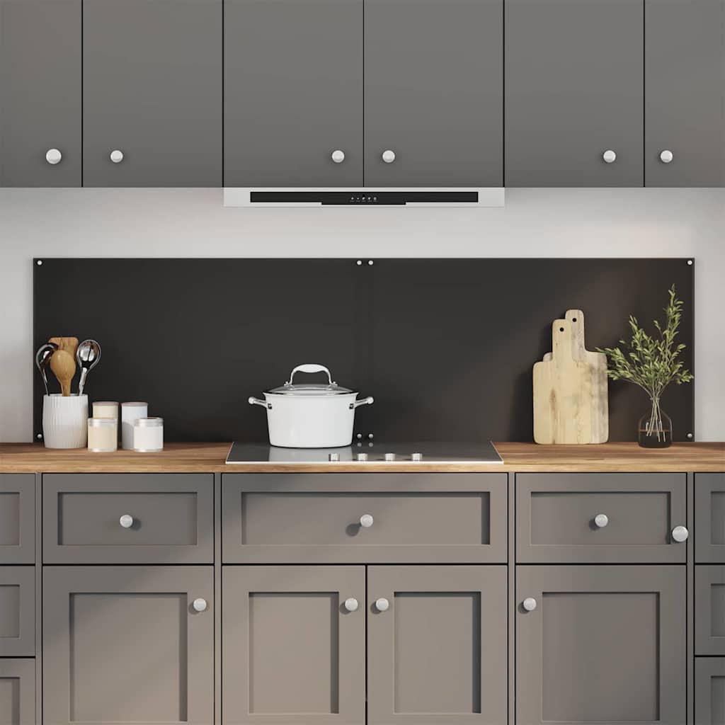 Rivestimento Da Cucina 2 Pcs Nero 90 X 50 Cm Vetro Temperato