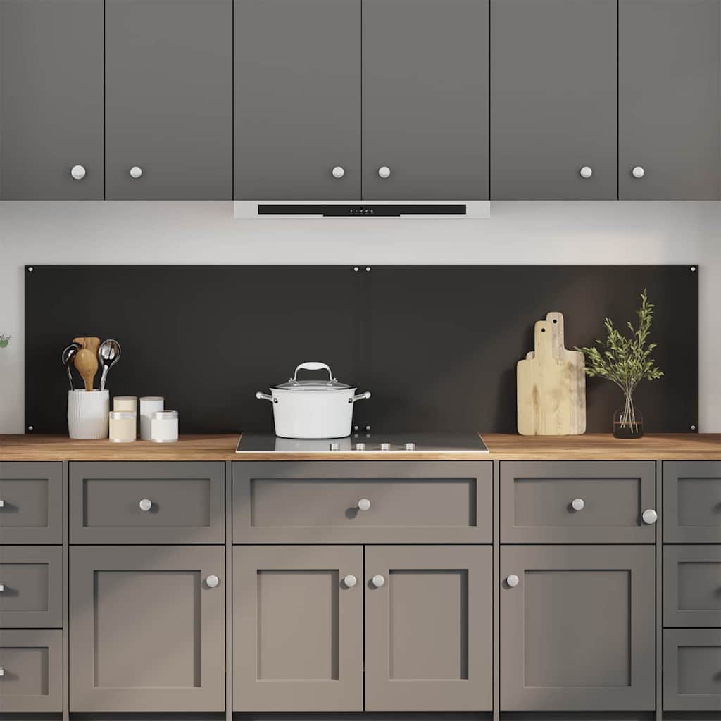 Rivestimento Da Cucina 2 Pcs Nero 100 X 50 Cm Vetro Temperato