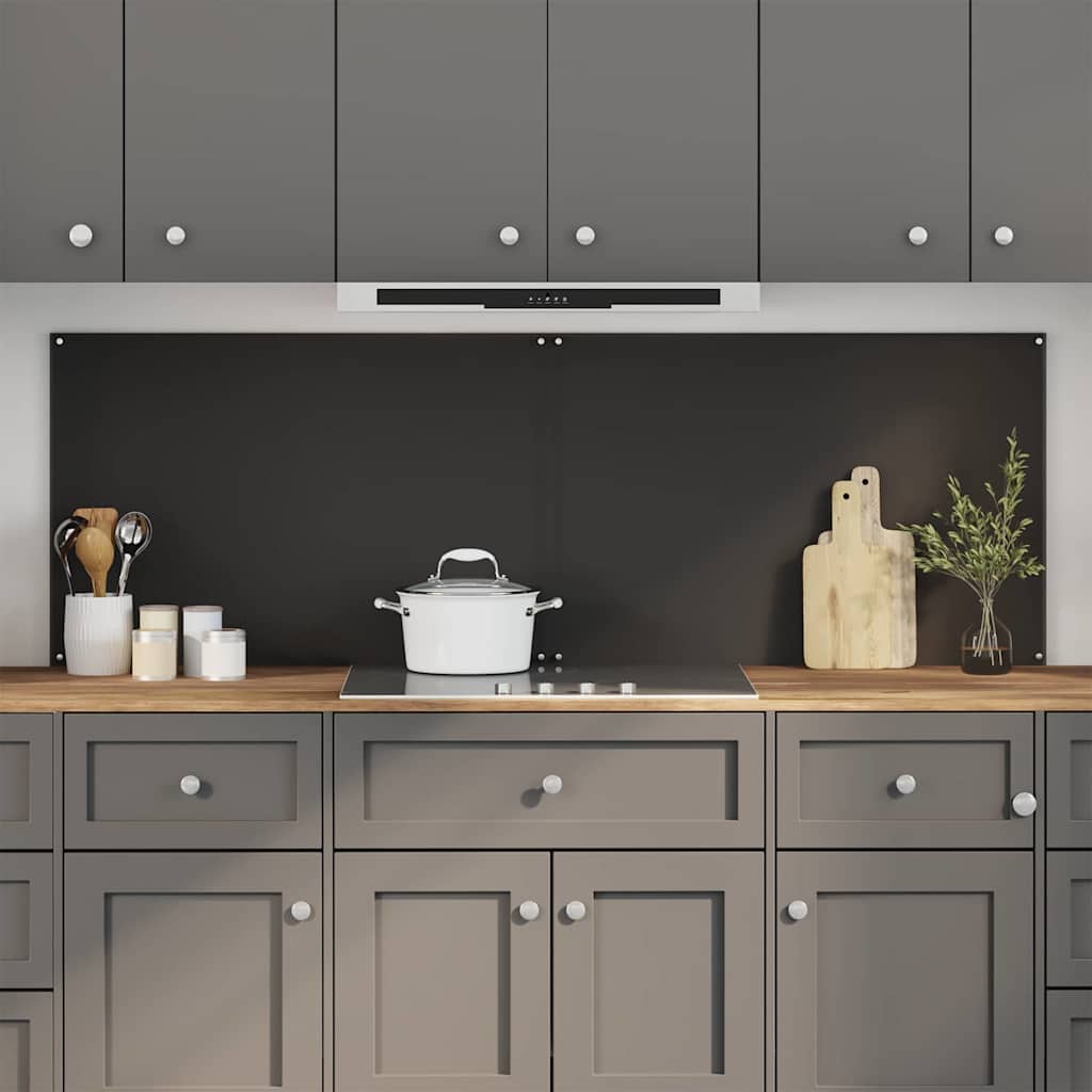 Rivestimento Da Cucina 2 Pcs Nero 90 X 60 Cm Vetro Temperato