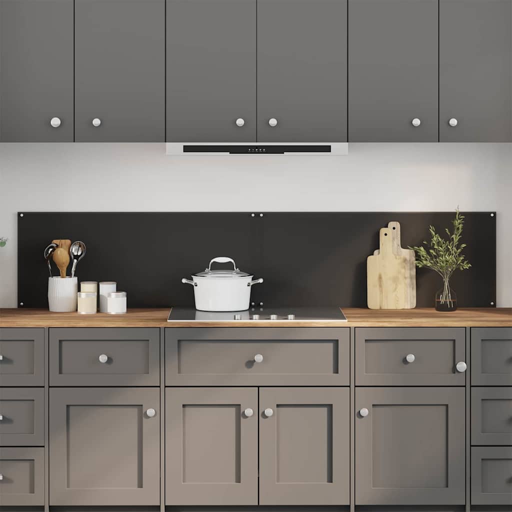 Rivestimento Da Cucina 2 Pcs Nero 100 X 40 Cm Vetro Temperato