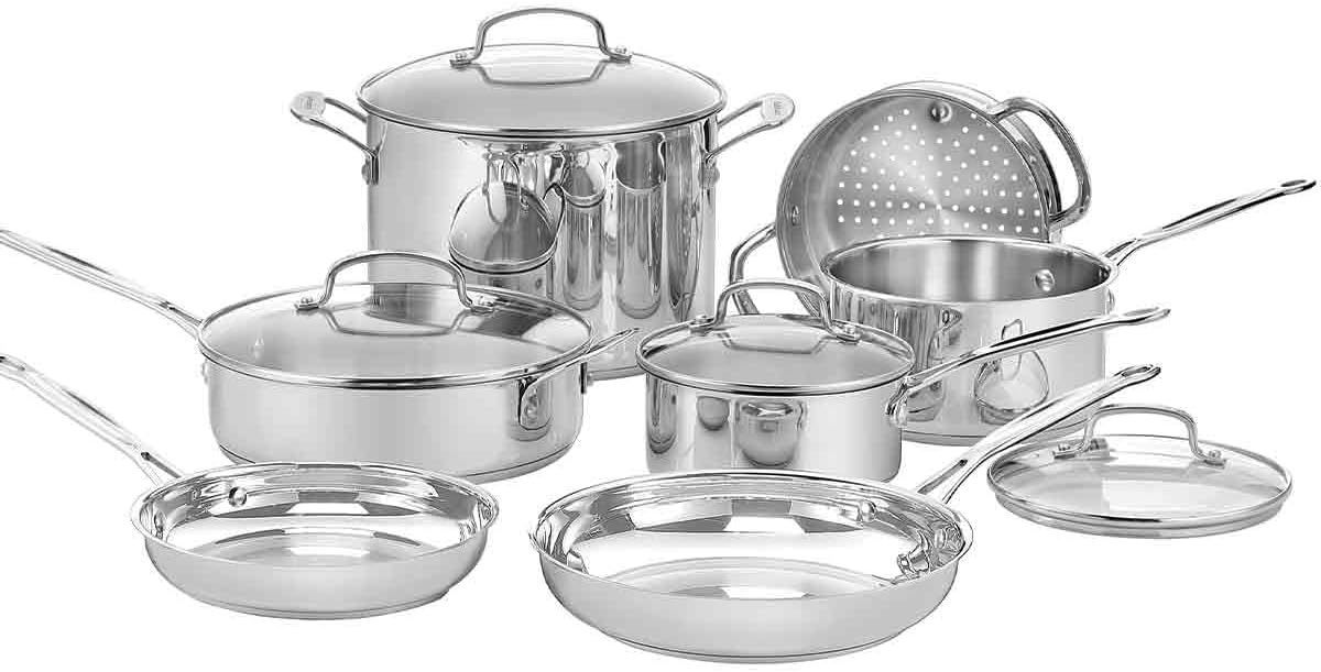 Set Di Pentole - Adatto A Tutti I Piani Cottura, Inclusa L'induzione - Cuisinart - 77-11g - Acciaio Inossidabile - 11 Pezzi