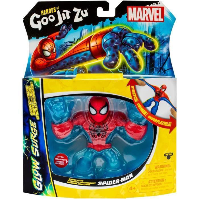 Spiderman Glow Surge 11cm - Heroes Of Goo Jit Zu - Marvel - Statuetta Luminosa Ed Estensibile