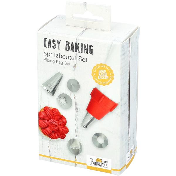 Tasca Da Pasticcere - Birkmann - Easy Baking - Tessuto - Include 6 Beccucci + 1 Adattatore - 9 X 14,5 X 5,7 cm