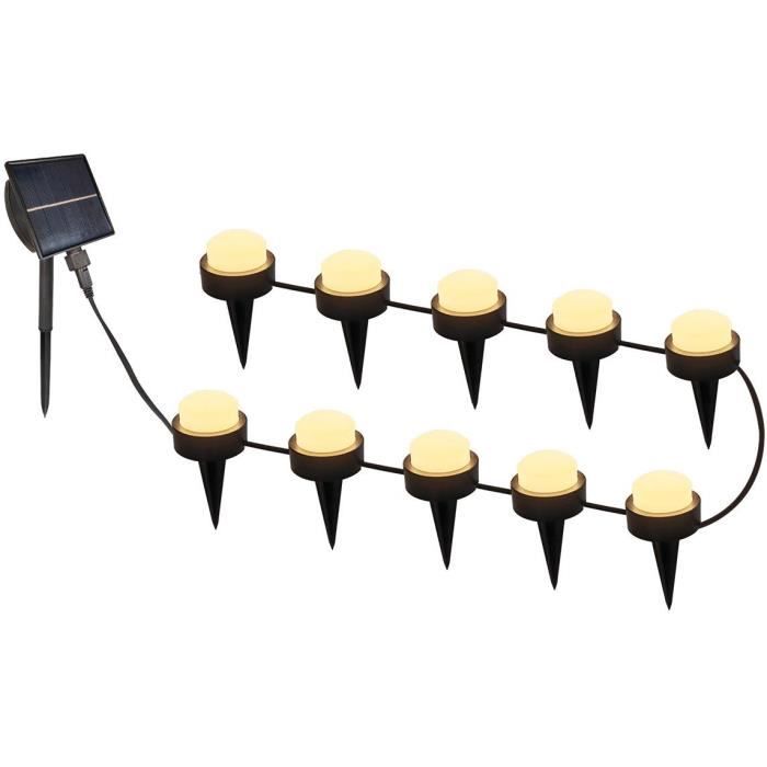 10 Mini Faretti Solari Da Inserire - Lumisky - Soliray - 12 M - Led Bianco Caldo - Segnaletica Stradale