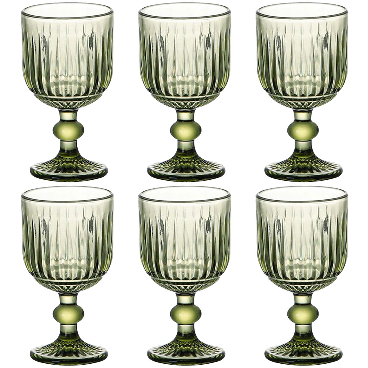 Set Di Bicchieri Home Esprit Verde Cristallo 8 X 8 X 14,5 Cm (6 Unità)