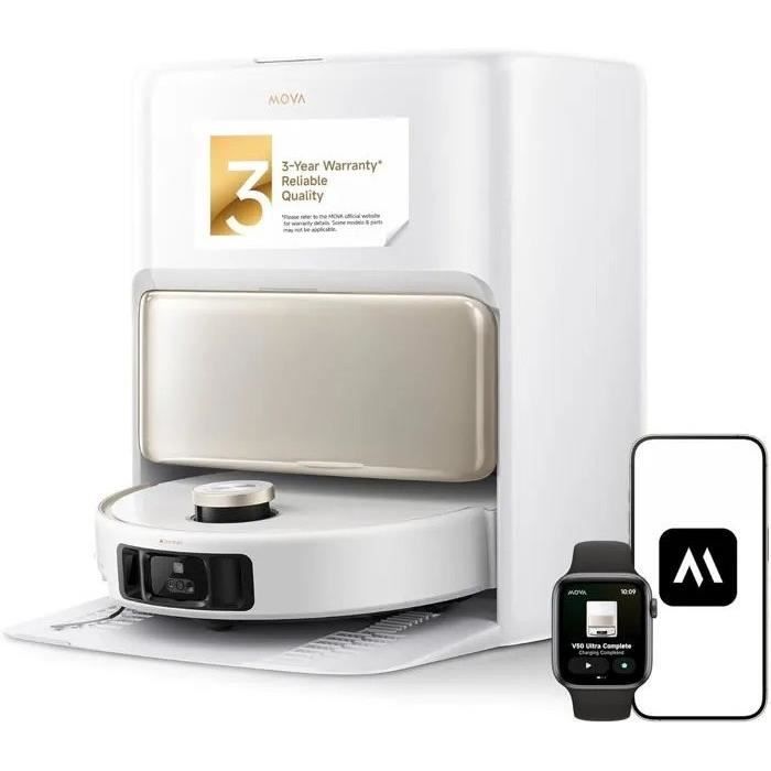 Robot Aspirapolvere Mova V50 Ultra Complete - Potenza 24.000 Pa - Lavaggio Termico Dei Pavimenti Con Sistema Duosolution