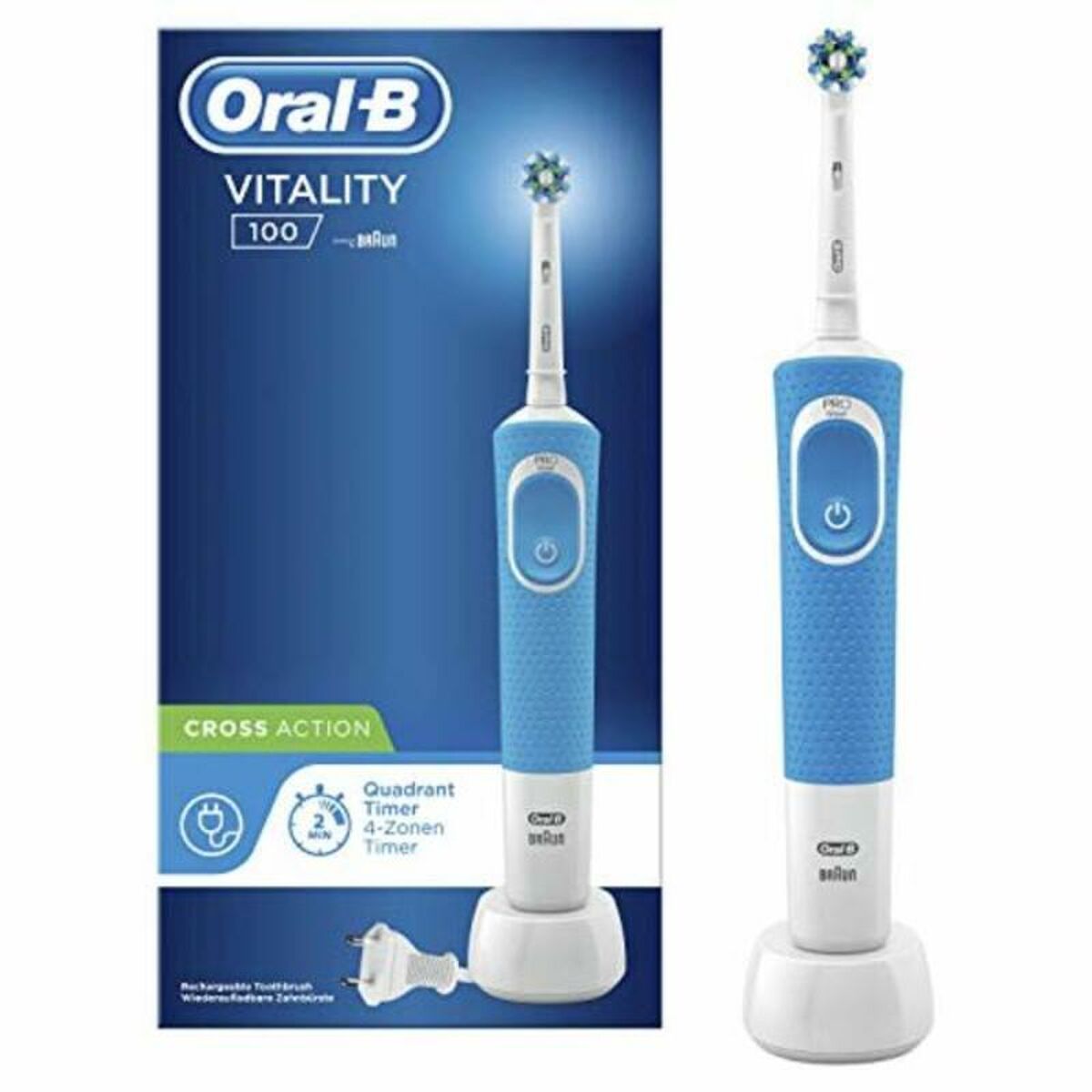 Spazzolino Da Denti Elettrico + Ricambio OraL-B D100 Vitality (1)