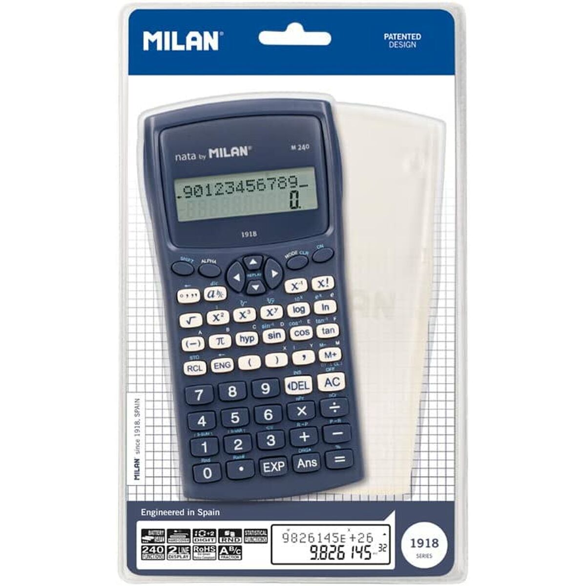 Calcolatrice Scientifica Milan M240-1918 Azzurro 16,7 X 8,4 X 1,9 cm