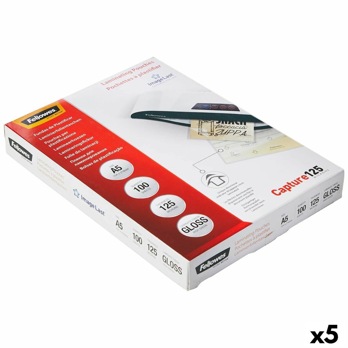 Pouches Per Plastificazione Fellowes 100 Pezzi A5 Trasparente (5 Unità)