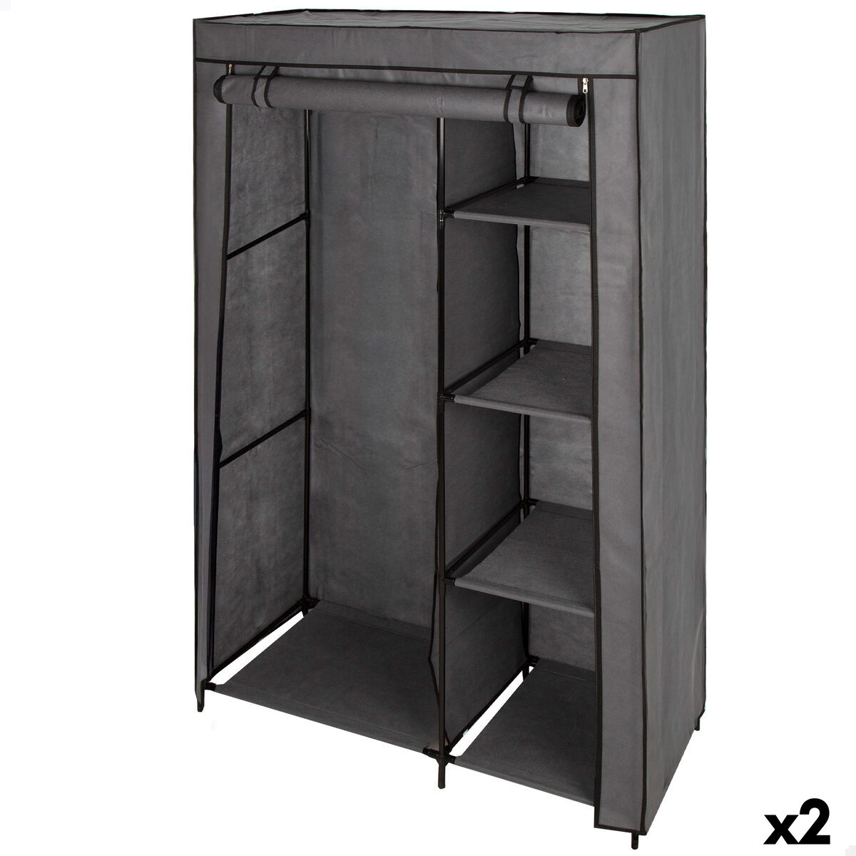 Armadio Guardaroba Max Home Grigio Scuro 105 X 160 X 44 Cm 2 Unità