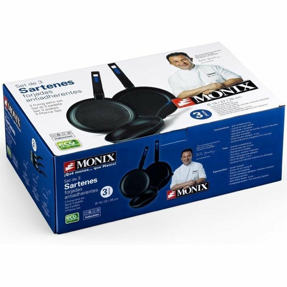 Set Di Padelle Monix M811200 Nero Bachelite Alluminio Forgiato 3 Pezzi - Image 3