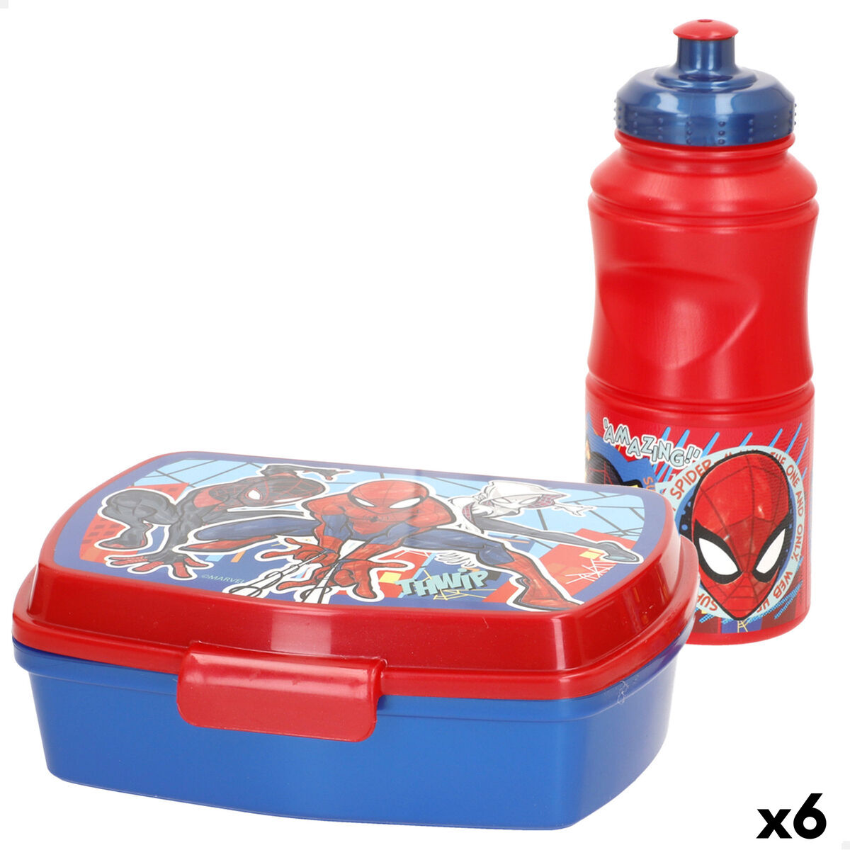 Portamerenda Con Accessori SpideR-Man Plastica 380 Ml 17 X 5,5 X 13,5 Cm (6 Unità)