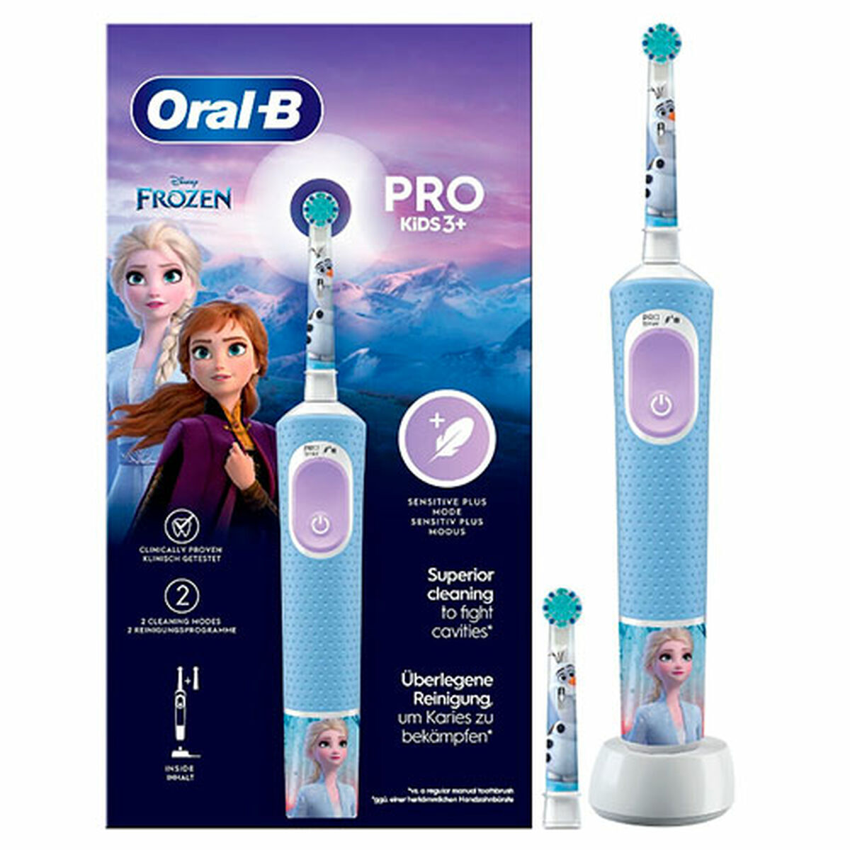 Spazzolino Da Denti Elettrico OraL-B Frozen Nero Multicolore (2 Pezzi) (2 Unità)