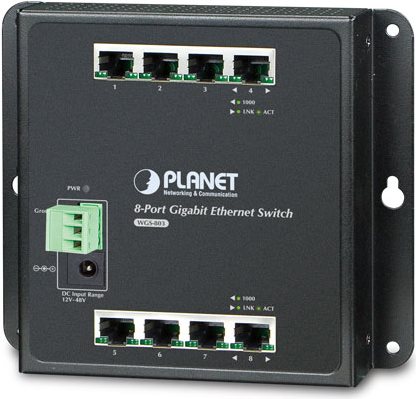 Planet WgS-803 - Switch - Unmanaged + 8 X 10/100/1000 - An DiN-Schiene Montierbar, Wandmontierbar - Gleichstrom (wgS-803)
