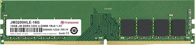 Transcend Jetram - Ddr4 - Modul - 16 Gb - Dimm 288-Pin - 3200 Mhz / Pc4-25600 - Cl22 - 1.2 V - Ungepuffert - NoN-Ecc (jm3200hlE-16g)