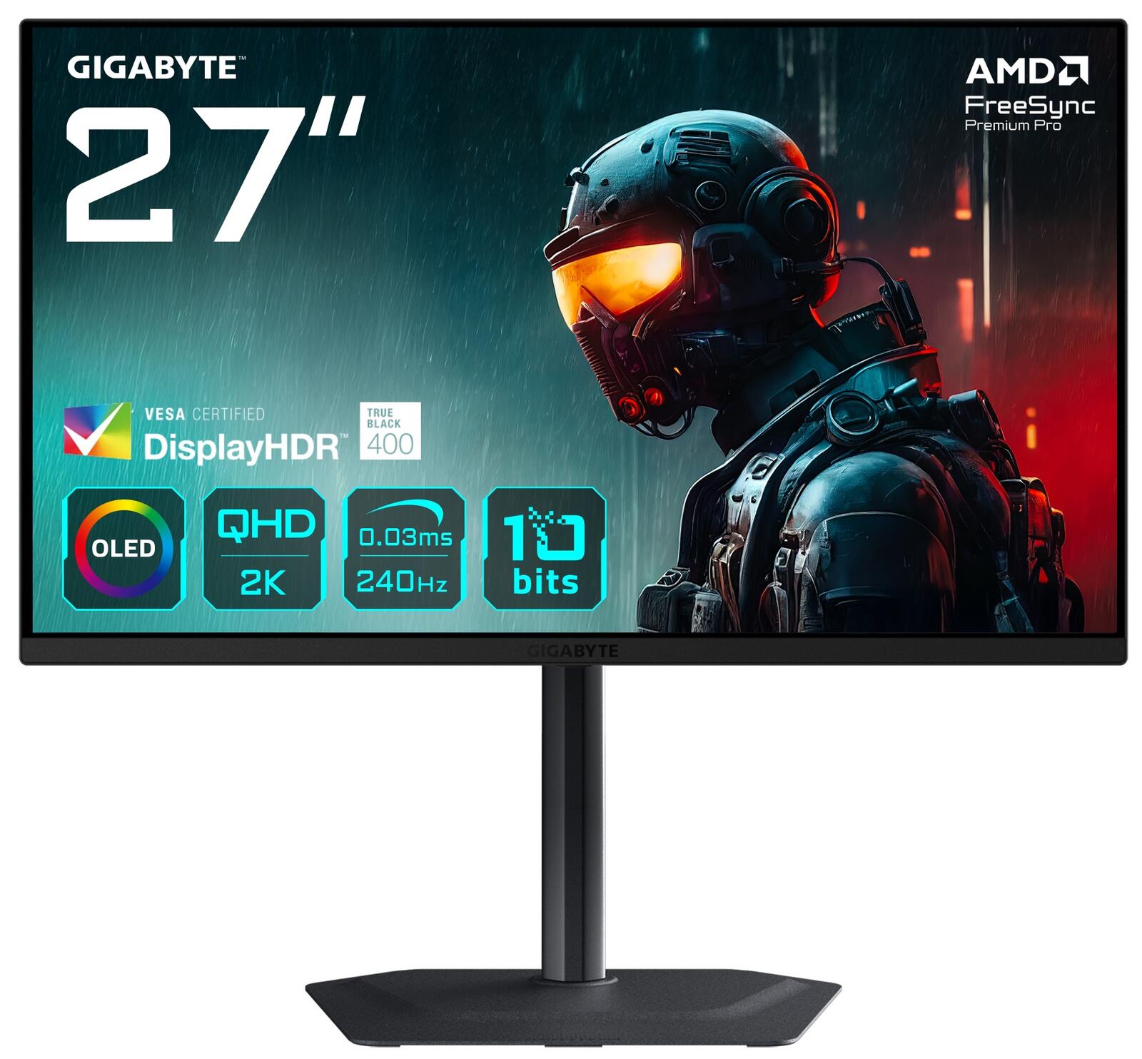 Gigabyte Mo27q2 Gaming Monitor 68,6 Cm (27 Zoll) - Qhd, QD-Oled, 0.03ms, Hdmi, Displayport, UsB-C, 240hz, Displayhdr True Black 400 [energieklasse g]