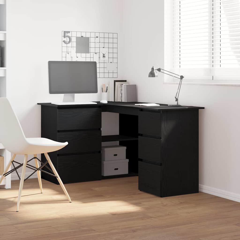 Scrivania Rovere Nero 145 X 100 X 76 Cm Legno Multistrato
